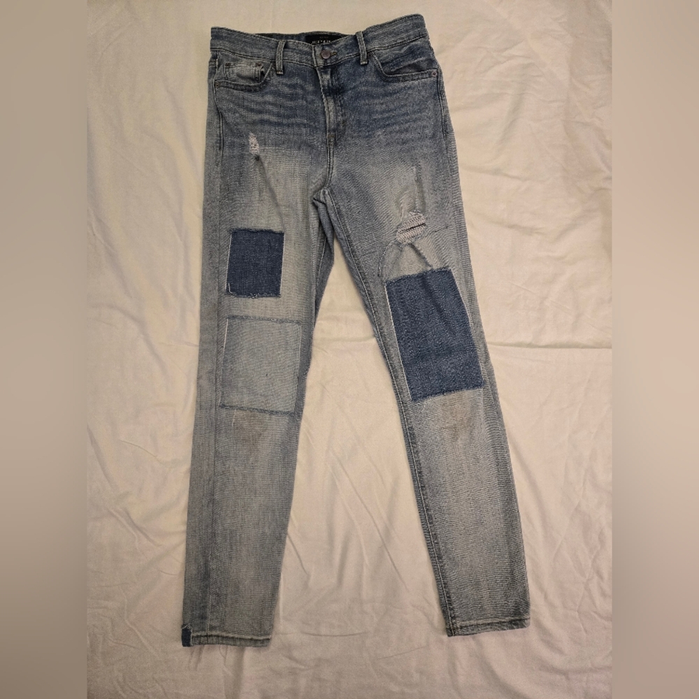 Lucky Brand Women's Light Blue Patched Torn Bridgette Skinny Jeans Sz 6